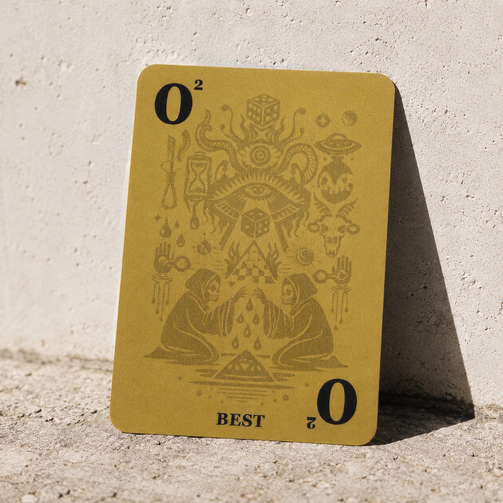 Goldene FIVESIX Beschwörungskarte 0 hoch 2 mit BEST-Effekt für taktische Würfelangriffe